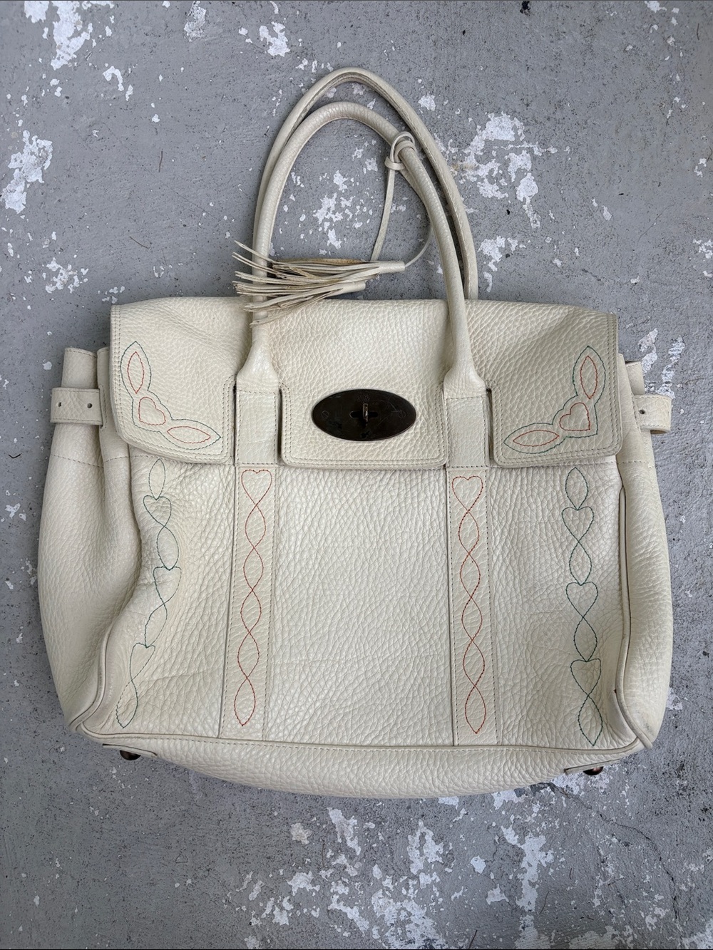 Mulberry Bayswater heart embroidered mat finish bag